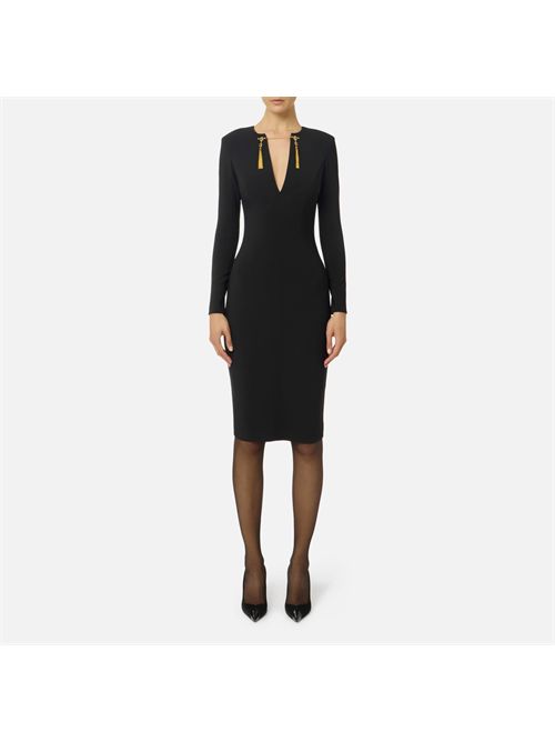 Abito in crêpe leggero con catena gioiello ELISABETTA FRANCHI | AB80557E2/110